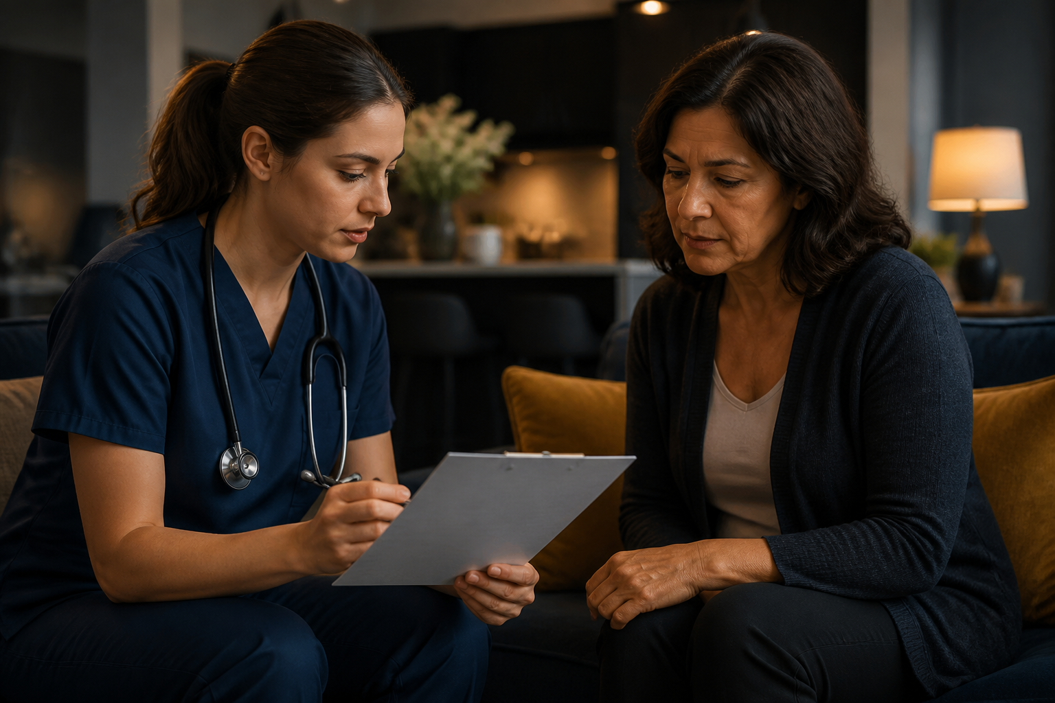Nurse reviewing health history before the Double Up IV drip