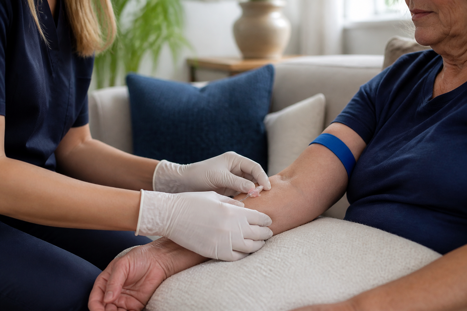 Nurse setting up the extra-strength Double Up IV drip