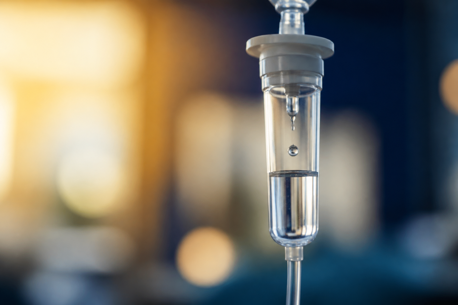 Close-up of NAD+ IV drip infusing slowly