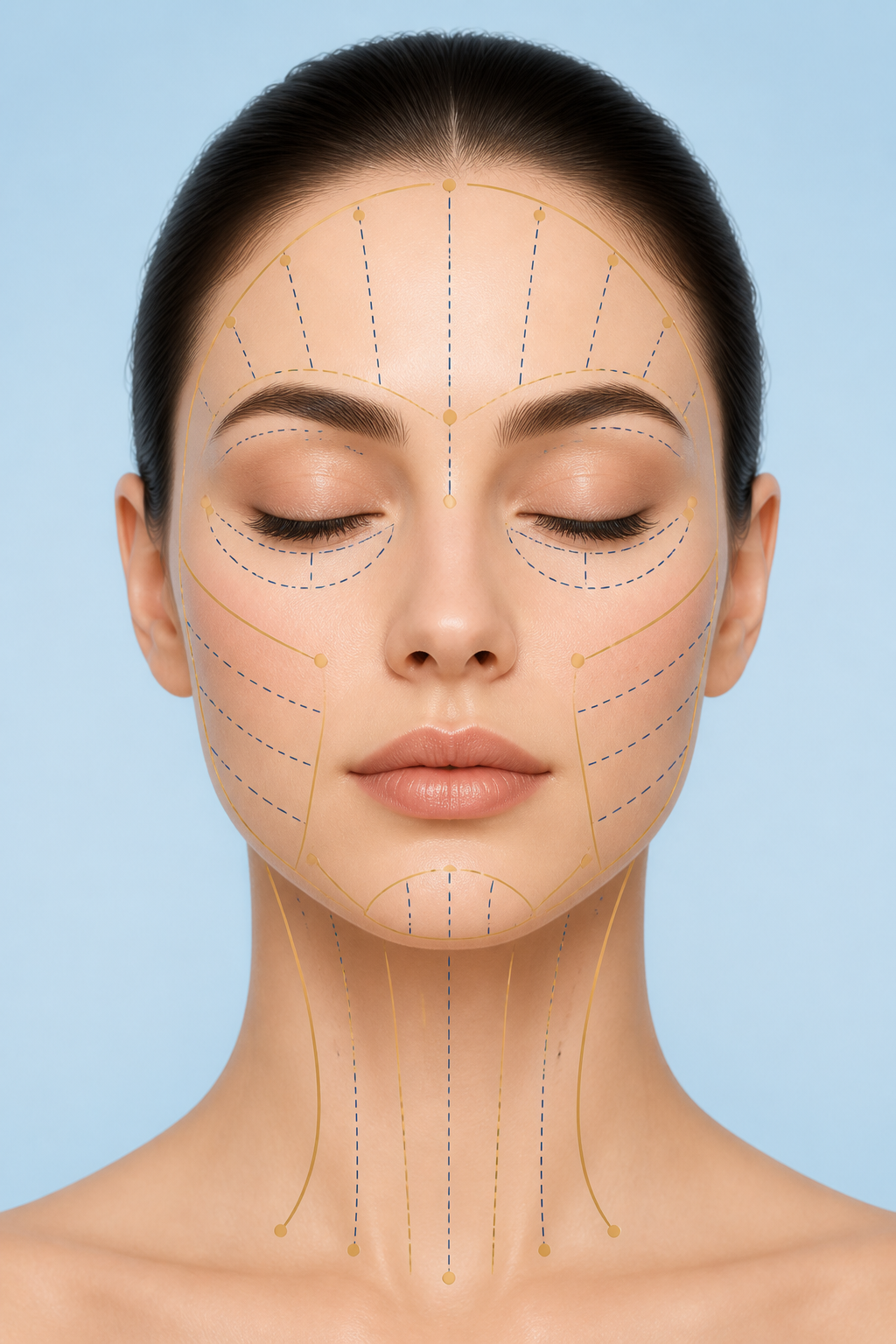 Facial diagram showing common dermal filler treatment areas