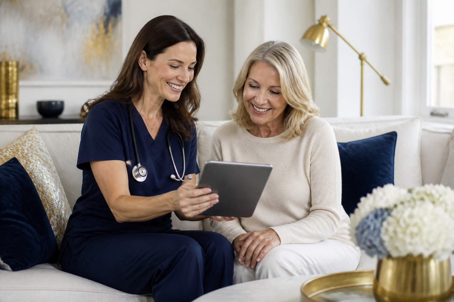 Nurse practitioner reviewing a membership plan with a patient